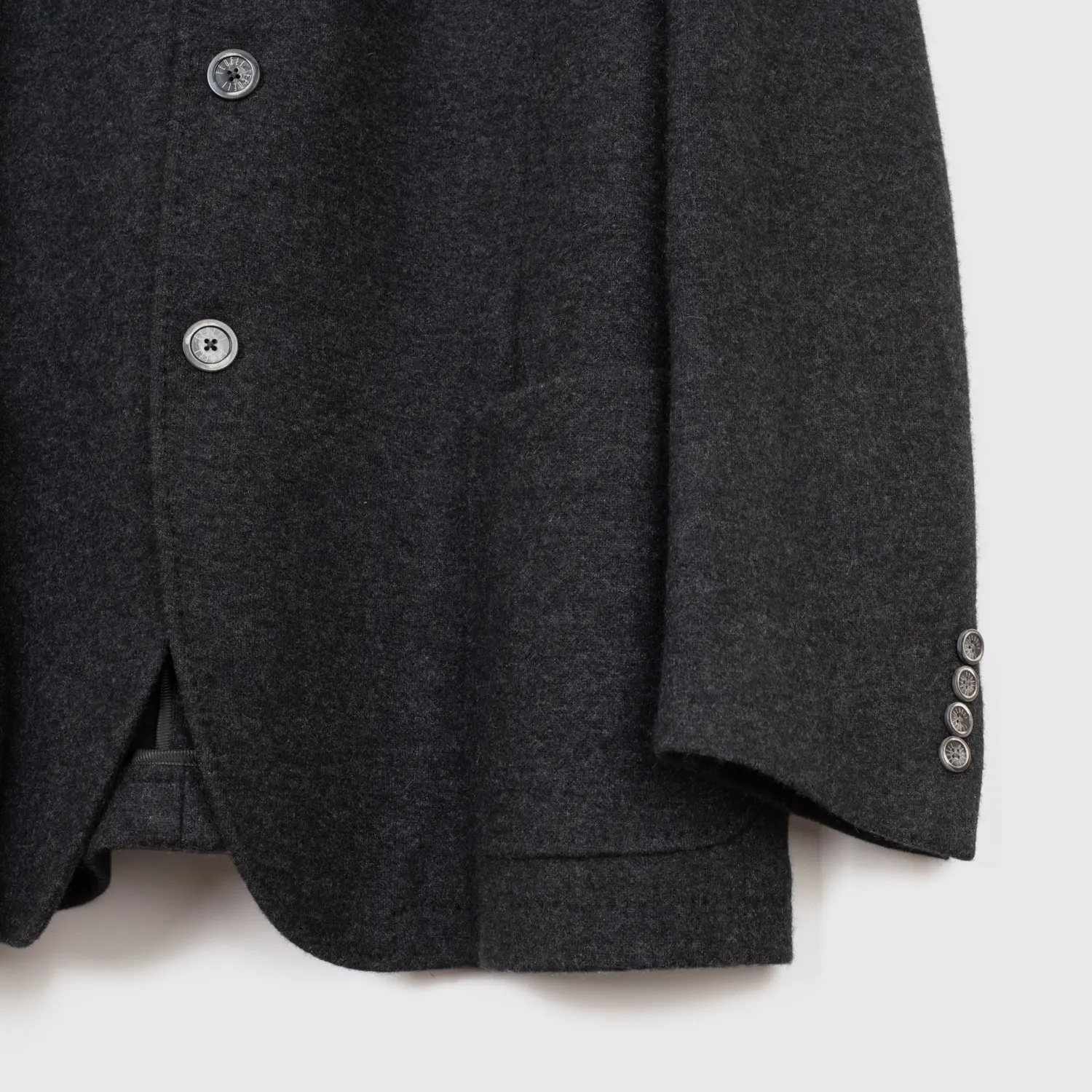 06003080-d580-50c1-b546-57c88fb811bc.jpg.webp Fedeli Car Coat Size EU58 Men Dark Gray Knit Cashmere Unlined Made in Italy - Image 1