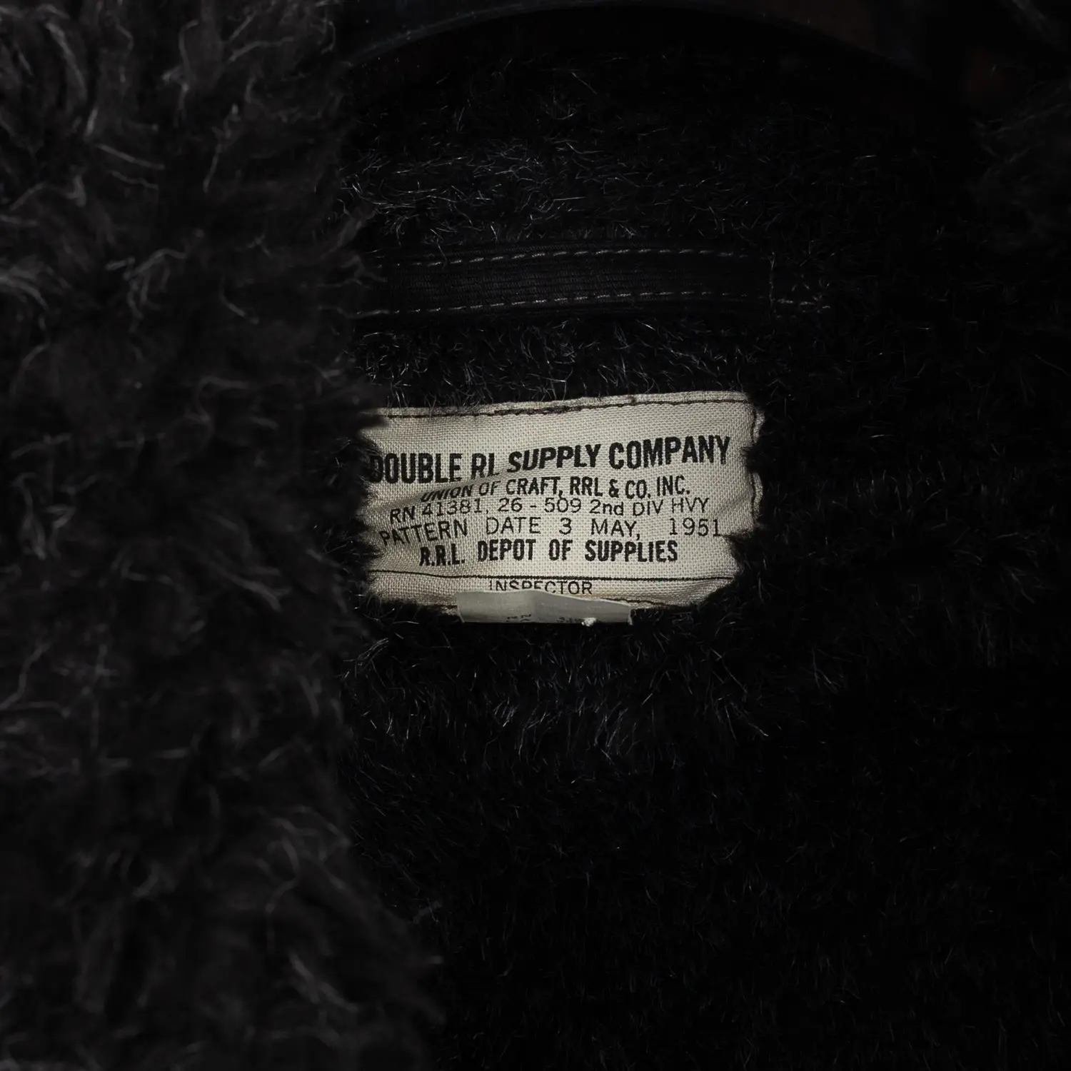 0d79c392-8944-530a-8e4e-b51374a610a9.jpg.webp RRL Kenton Deck Jacket Size M Black Cotton Faux Shearling Collar Bomber - Image 1