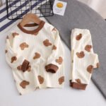Pure Cotton Suit Boys Girls Baby Long Sleeve O-neck Top+pants Autumn Clothes Children Loose Cute Full Print Cartoon Pajamas Sets - Image 2
