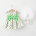 2Pcs Cute Summer Clothes Baby Girl Beach Dresses Casual Fashion Print Cute Bow Flower Princess Dress+Hat Newborn Clothing Set - Image 3