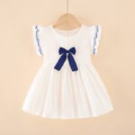 Summer Clothes Baby Girl Beach Dresses Casual Fashion Print Cute Bow Flower Princess Dress Newborn Clothing