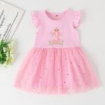 My 1st Birthday Little Girls Pink Dress Kid Princess Tutu Dresses Baby Birthday Party Outfits Toddler Short Sleeve Gold Dot Star - Image 6