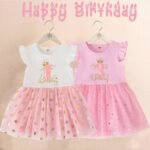 My 1st Birthday Little Girls Pink Dress Kid Princess Tutu Dresses Baby Birthday Party Outfits Toddler Short Sleeve Gold Dot Star - Image 3