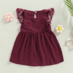 Infant Newborn Baby Girl Dress, Sleeveless Crew Neck Lace Patchwork Bowknot Summer A-line Dress 0-24M