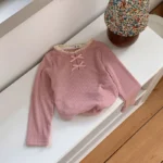Baby Girls Long Sleeve T-shirt Kids Bowknot Tops Tees Toddler Bottoming Pullover Autumn Children's Clothing Casual