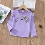 Spring Autumn Girls T-shirt Cotton Tops For Kids Cartoon Children Shirts Long Sleeve Baby Blouse Toddler Bottom Clothing