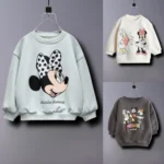 Minnie Mouse Print Girls Hoodie Long Sleeve Tops O-neck Loose Casual Sweatshirt Cartoon Fashion Children's Clothes Autumn 1-6Y