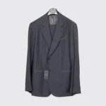 Giorgio Armani Napoli Suit Size EU56 Solid Gray Wool Two Button Made in Italy - Image 2