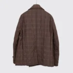 Isaia Napoli O'Sole Mio Double Breasted Jacket Size EU54 Brown Check Aqua Stampa