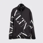 Valentino Track Jacket Size L Men Black VLTN Zip Up Enlarged Grid Print - Image 3