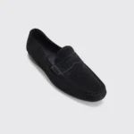 Bruno Magli Driving Moc Shoes Size 12 Solid Black Suede Penny Moc Loafer - Image 4