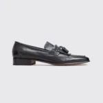 Salvatore Ferragamo Shoes Size 12 Black Calf Leather Mango Kilt Tassel Loafers - Image 2