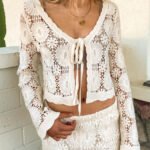 Crochet Front Tie Sweater