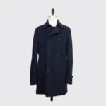 Hugo Boss Coat Size 46L Solid Dark Navy Blue Virgin Wool Blend Double Breasted - Image 6
