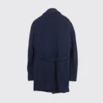 Hugo Boss Coat Size 46L Solid Dark Navy Blue Virgin Wool Blend Double Breasted - Image 4