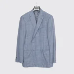 Hickey Freeman Beacon Jacket Size 44R Blue Woven Wool Silk Blend Made in U.S.A. - Image 6