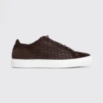 Johnston & Murphy Sneakers Size 11 Dark Brown Croc Embossed Suede Made in Italy - Image 2