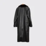 Salvatore Ferragamo Coat Size EU52 Black Leather Real Fur Collar Made in Italy - Image 2
