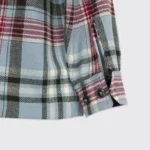 Men's size S blue multi-color checked wool full-zip shirt with pockets - Image 4