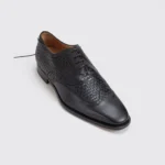 Magnanni Wingtip Oxford Shoes Size 13 Men Black Woven Leather Made in Spain - Image 2