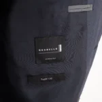 Hugo Boss Suit Size 46R Solid Navy Super 130s Guabello Virgin Italian Wool - Image 2