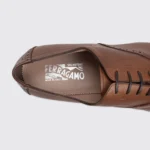 Salvatore Ferragamo Shoes Size 12 Riley Cap Toe Oxford Brown Pebble Calf Leather - Image 2