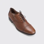 Salvatore Ferragamo Shoes Size 12 Riley Cap Toe Oxford Brown Pebble Calf Leather - Image 7