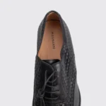 Magnanni Wingtip Oxford Shoes Size 13 Men Black Woven Leather Made in Spain - Image 4