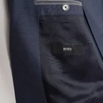 Hugo Boss Suit Size 46R Solid Navy Super 130s Guabello Virgin Italian Wool - Image 4