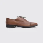 Salvatore Ferragamo Shoes Size 12 Riley Cap Toe Oxford Brown Pebble Calf Leather - Image 5