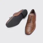 Salvatore Ferragamo Shoes Size 12 Riley Cap Toe Oxford Brown Pebble Calf Leather - Image 4