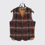 RRL Vest Size S Black Red Plaid Wool Tweed Zip Adjustable Waist with Pockets - Image 3