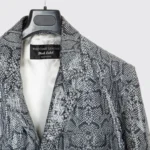 West Coast Leather Jacket XXL Gray Glossy Exotic Snakeskin Print Made in U.S.A. - Image 2