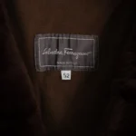 Salvatore Ferragamo Coat Size EU52 Black Leather Real Fur Collar Made in Italy - Image 6