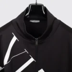 Valentino Track Jacket Size L Men Black VLTN Zip Up Enlarged Grid Print - Image 4
