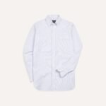 Light Blue Ticking Stripe Cotton Oxford Cloth Button-Down Shirt