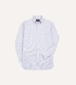 Blue Ticking Stripe Cotton Oxford Cloth Button-Down Shirt - Image 3