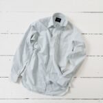 Blue Ticking Stripe Cotton Oxford Cloth Button-Down Shirt