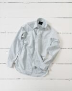 Blue Ticking Stripe Cotton Oxford Cloth Button-Down Shirt