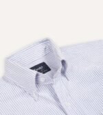 Blue Ticking Stripe Cotton Oxford Cloth Button-Down Shirt - Image 4