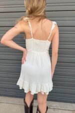 Stretch Linen Square Neck Mini Dress - Image 5