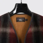 RRL Vest Size S Black Red Plaid Wool Tweed Zip Adjustable Waist with Pockets