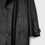 Salvatore Ferragamo Coat Size EU52 Black Leather Real Fur Collar Made in Italy - Image 4
