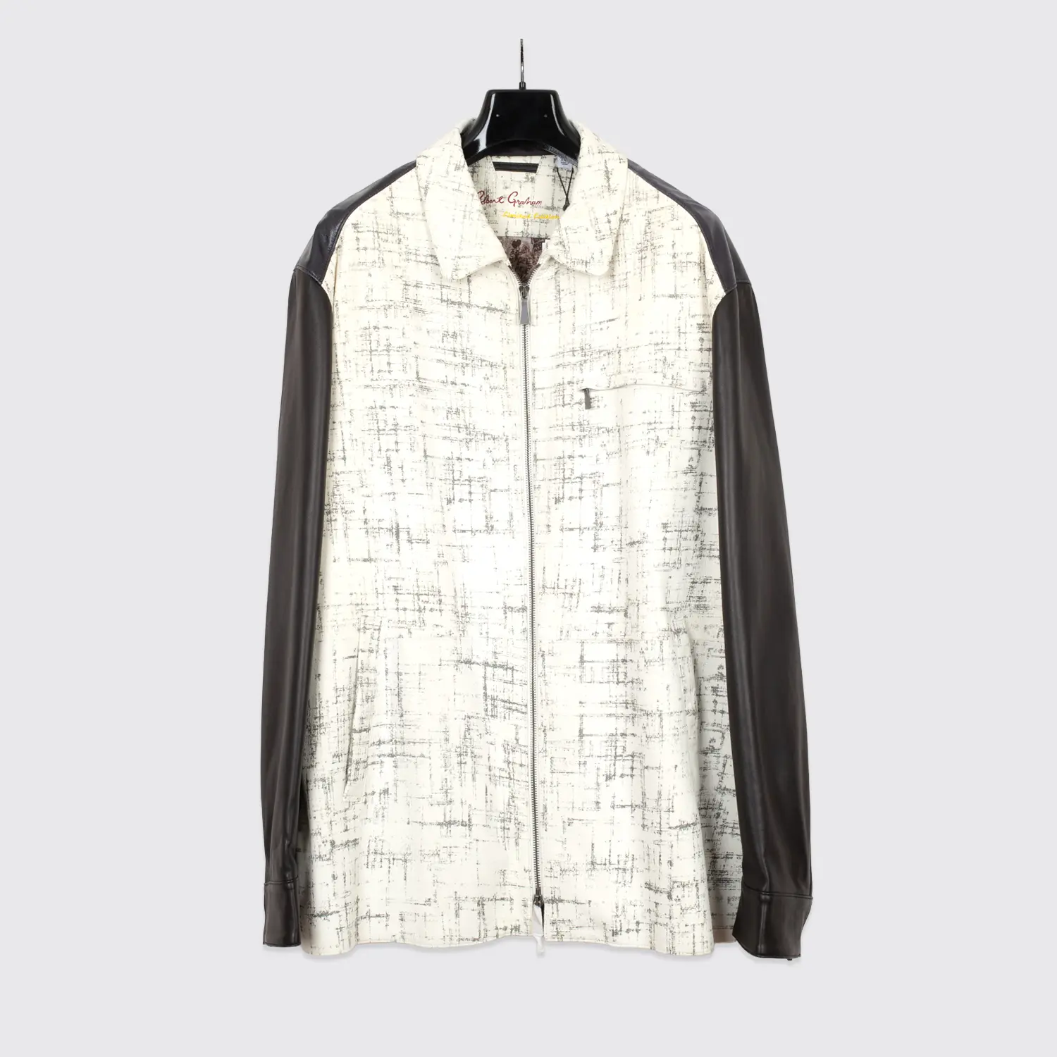 b12feb75-298c-53e1-b307-662c38497916.jpg.webp Robert Graham Adoring Fans Jacket 3XL Cream Check Leather Elvis Limited Edition - Image 1