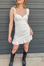 Stretch Linen Square Neck Mini Dress - Image 12