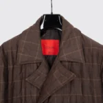 Isaia Napoli O'Sole Mio Double Breasted Jacket Size EU54 Brown Check Aqua Stampa
