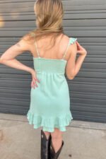 Stretch Linen Square Neck Mini Dress - Image 3