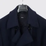 Hugo Boss Coat Size 46L Solid Dark Navy Blue Virgin Wool Blend Double Breasted - Image 2