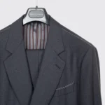 Giorgio Armani Napoli Suit Size EU56 Solid Gray Wool Two Button Made in Italy - Image 6