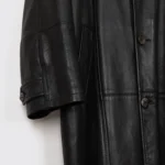 Salvatore Ferragamo Coat Size EU52 Black Leather Real Fur Collar Made in Italy - Image 5
